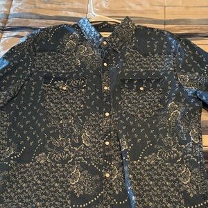 Lucky Brand Blue Floral Denim Shirt